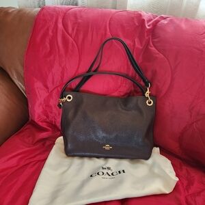 Coach Polished Pebble Leather Clarkson Hobo Oxblood (burgandy) w/Gold Hardware